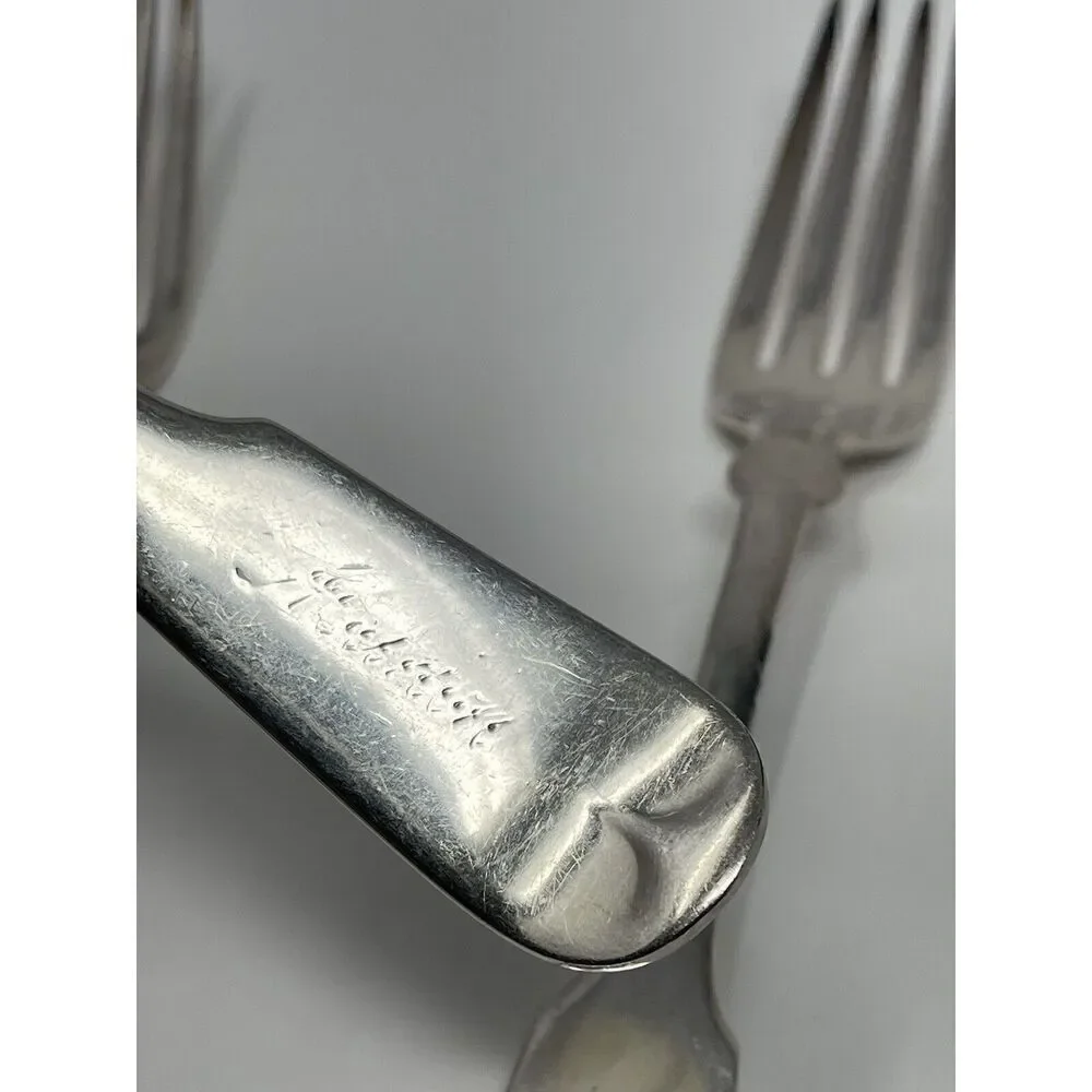 Rogers International Tipped 7 1/2” Dinner Forks Engraved Silverplate Set Of 3